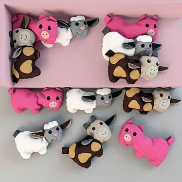 Toys - pillows, pig, sheep, bull