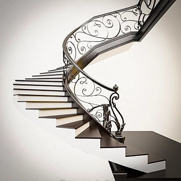 Elegant Wrought Iron Staircase 3D model image 1 