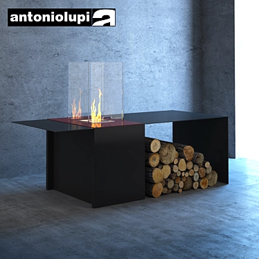 Modern Steel and Glass Fireplace: Antonio Lupi Drago 3D model image 1 