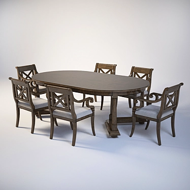 Title: Elegant Baker Milling Road Dining Set 3D model image 1 