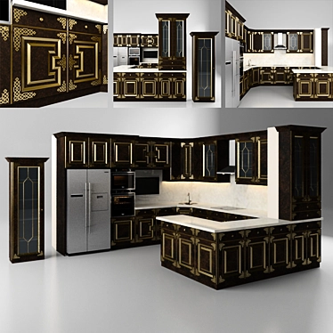 Elegant "Helga" Kitchen + Showcase 3D model image 1 