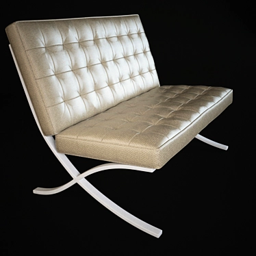 Modern Backrest Bench: 2-Seater Design 3D model image 1 