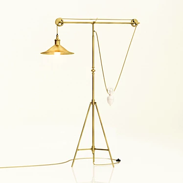 Industrial Iron Brass Floor Lamp 3D model image 1 