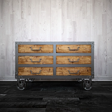 Industrial Chest on Wheels | Ironloft 3D model image 1 