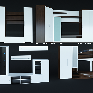 Modern Wall Units 3D model image 1 