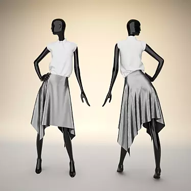 Sleek Mannequin Set: Low-Poly Skirt & High-Poly Shirt 3D model image 1 