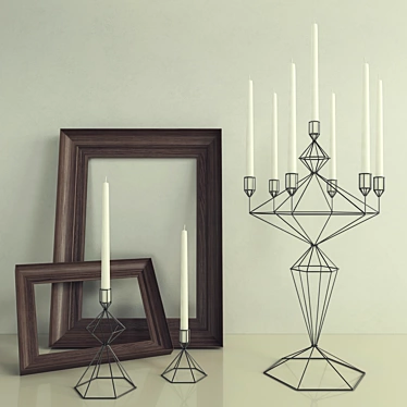 Elegant Home Décor Set: Candle Holders & Frames 3D model image 1 