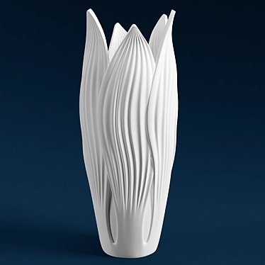 Elegant Blooming White Ceramic Vase 3D model image 1 