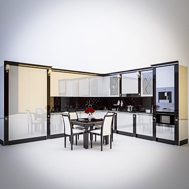 Sleek Modern Kitchen 3D model image 1 