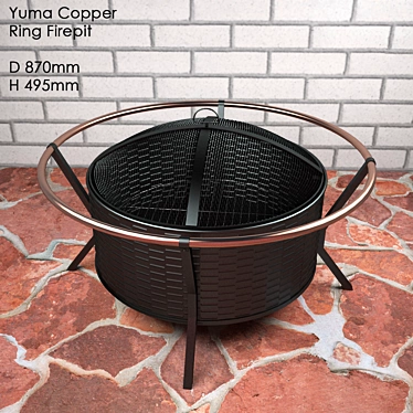 Yuma Copper Ring Firepit: Stylish Outdoor Grill 3D model image 1 