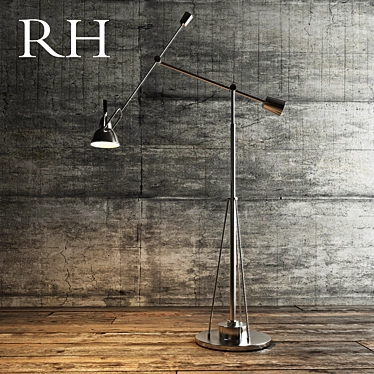 Elegant Silver Metal Floor Lamp 3D model image 1 