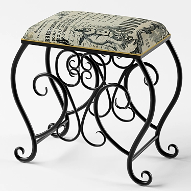 Cudworthscroll Leg Bench - Elegant Metal and Fabric Seating 3D model image 1 