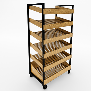 Vesta Bread Rack - Pine & Metal Frame 3D model image 1 