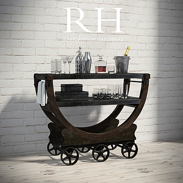 VINTAGE WALLPAPER FACTORY BAR CART