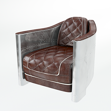 Aviator-Inspired Leather Armchair 3D model image 1 