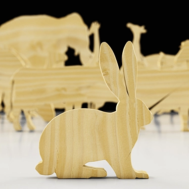 Wooden Animal Sculptures 3D model image 1 