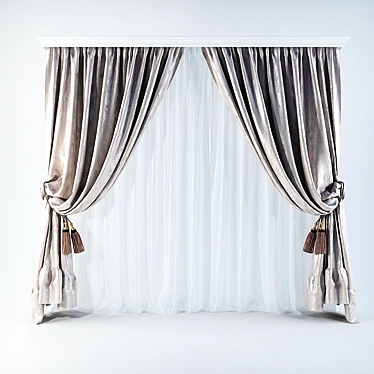 Elegant Tassel Curtain 3D model image 1 
