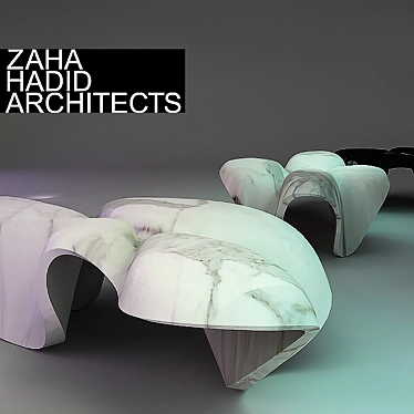 Zaha Hadid Marble Tables: Mercuric Elegance 3D model image 1 