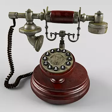 Vintage Wooden Retro Phone 3D model image 1 