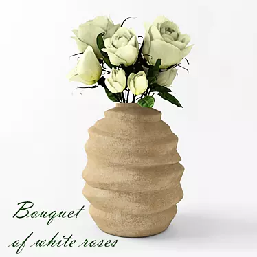 Elegant White Rose Bouquet 3D model image 1 