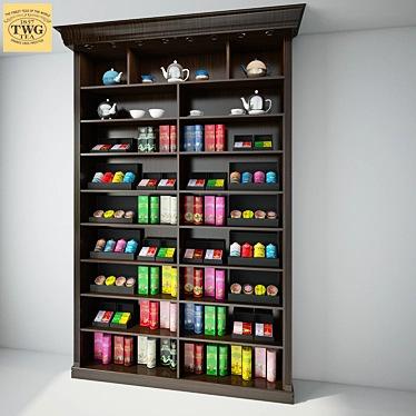 TWG Tea Rack: Assorted Teas & Accessories 3D model image 1 