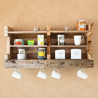 Vintage Shelf with Tea & Jars 3D model image 1 