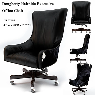 Sleek Black Leather Hairhide Office Chair 3D model image 1 