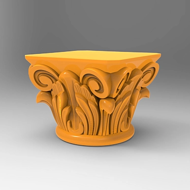 Handcarved Wooden Column 3D model image 1 