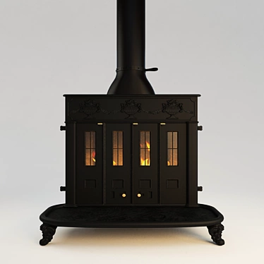 Hergom Franklin 82: Stylish Double Combustion Cast Iron Fireplace 3D model image 1 