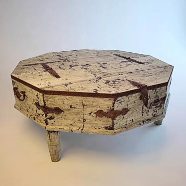 Vintage Wooden Table 3D model image 1 