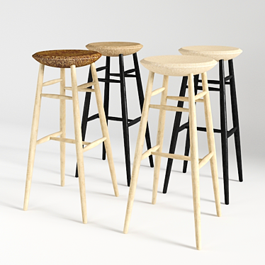 Elegant Hem Bar Stools 3D model image 1 