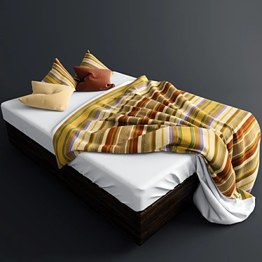 Elegant Linen Bedding Set 3D model image 1 