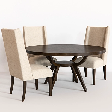 Modern West Elm Dining Set 3D model image 1 