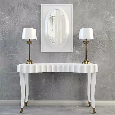 Dressing table with a lamp and a mirror