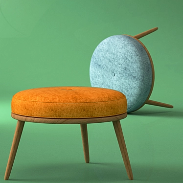 Cosy Woolen Footstool 3D model image 1 