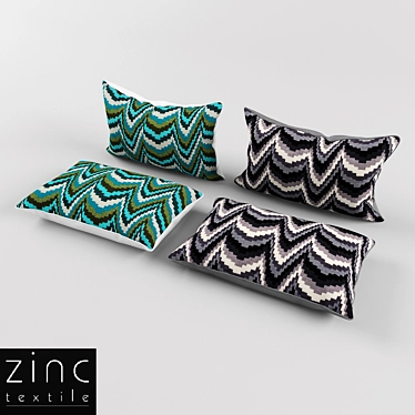 Zinc Textile Ziggurat Cushion - Luxurious Pillow Collection 3D model image 1 