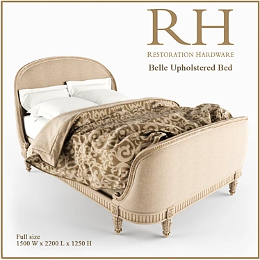 Restoration Hardware Belle Upholstered Full Size Bed 3D model image 1 