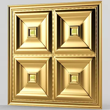 Golden 3D Wall Panel - Luxurious Design 3D model image 1 