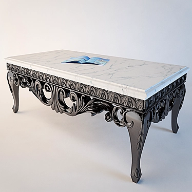 Elegant Carved Coffee Table 139x77x48 cm 3D model image 1 