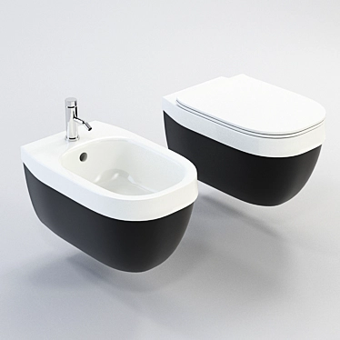 HATRIA Abito Bathroom Set: Toilet, Bidet & Button 3D model image 1 