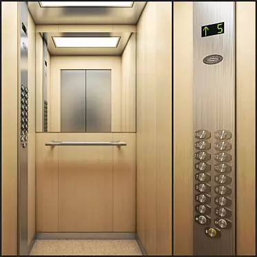 Modern Oak-White Elevator OTIS NEVA 3D model image 1 