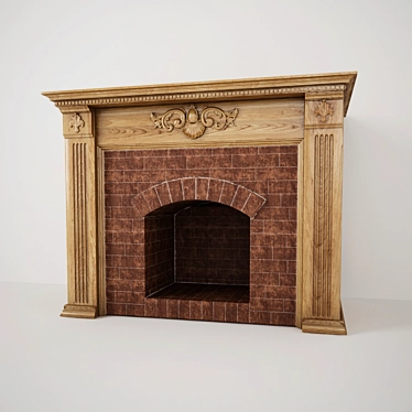 Rustic Brick English Fireplace 3D model image 1 