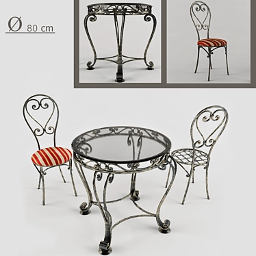 Elegant Iron Terrace Table 3D model image 1 