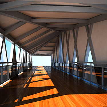 Steel Umbrella Pedestrian Bridge 3D model image 1 