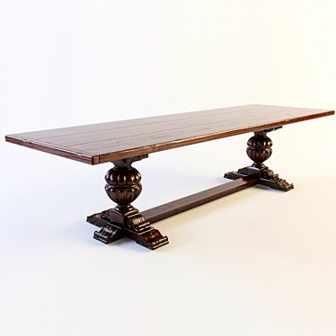 Classic Oak Dining Table 3D model image 1 