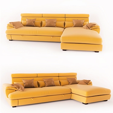 Elegant Geneva Corner Sofa 3D model image 1 