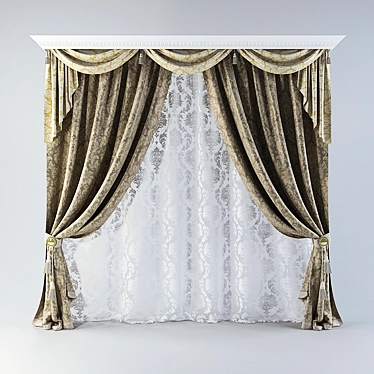 Classic Style Curtains 3D model image 1 