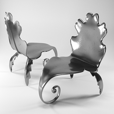 Villiers Leaf Chair - Elegant Oak Design 3D model image 1 