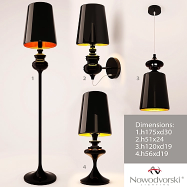 Sleek Black Lighting Set 3D model image 1 