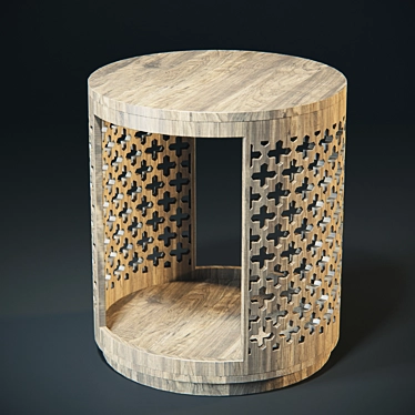 Artisanal Hand Carved Side Table 3D model image 1 